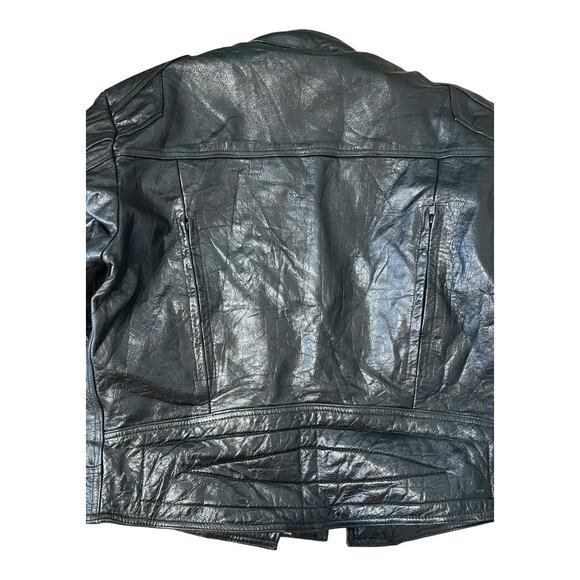 Leather Motorcycle Jacket Mens Vintage Moto Cafe Racer Biker Rider 48 - Picture 7 of 9